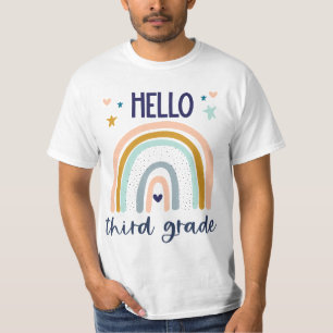 Hello Third Grade Retro Rainbow Heart for 3rd Teah T-Shirt