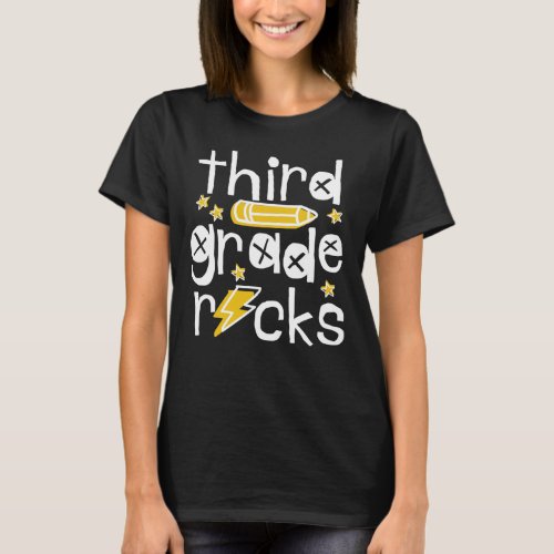 Hello Third Grade Rocks Third Grade Teacher T_Shirt