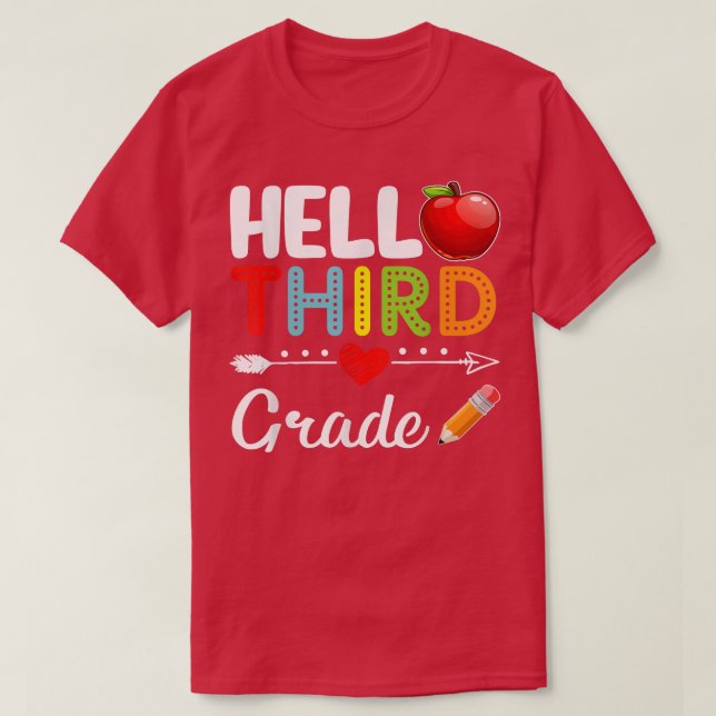 Hello Third Grade Team 3rd Grade Back To School Fu T-Shirt (Design Front)