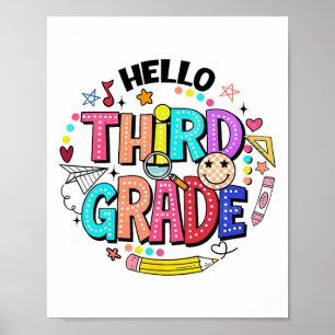 Hello Third Grade Team 3rd Grade Back To School Te Poster