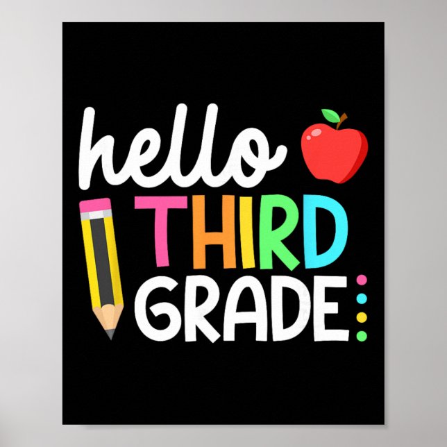 Hello Third Grade Team 3rd Grade Byck To School Te Poster (Front)