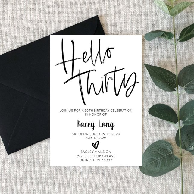 Hello Thirty 30th Birthday Invitation (Creator Uploaded)