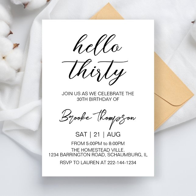 Hello Thirty 30th Birthday Party 30 year old Invitation (Creator Uploaded)