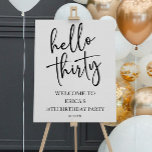 Hello Thirty 30th Birthday Party Welcome Sign<br><div class="desc">This is a Hello Thirty Minimal Minimalist Black White 30th Birthday Party Welcome Sign!</div>