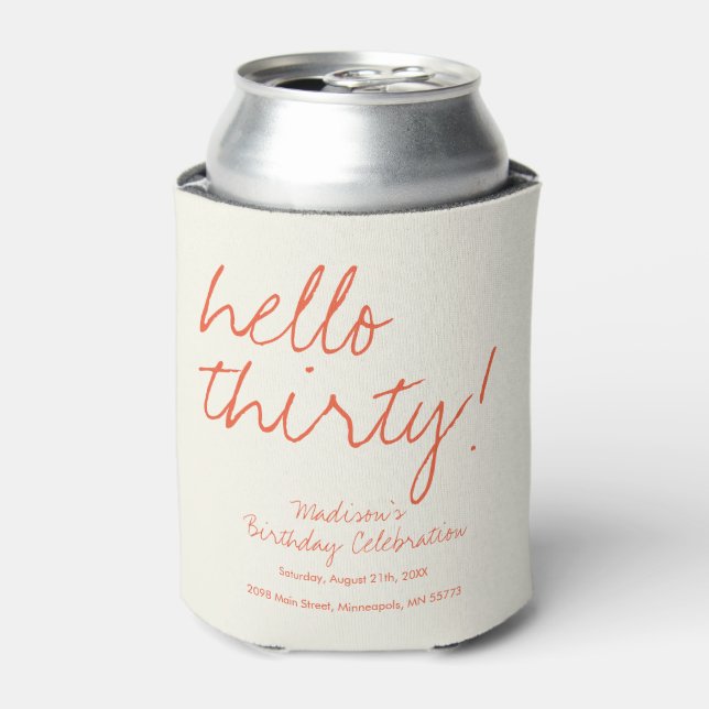Hello Thirty Birthday Koozie | Personalized 30th  (Can Front)