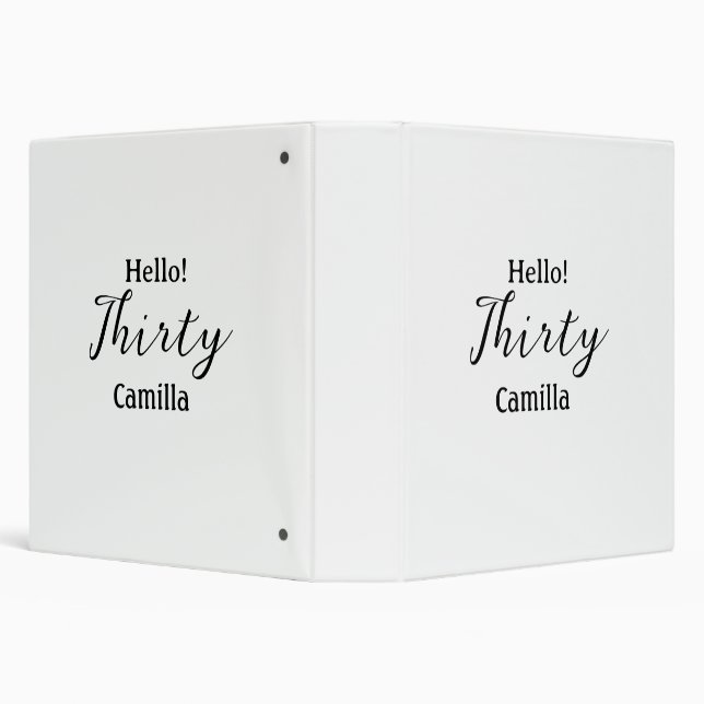 Hello thirty birthday name simple minimal elegant  3 ring binder (Background)