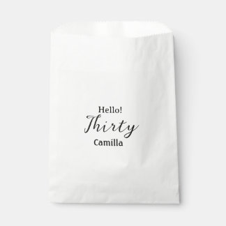 Hello thirty birthday name simple minimal elegant  favor bag