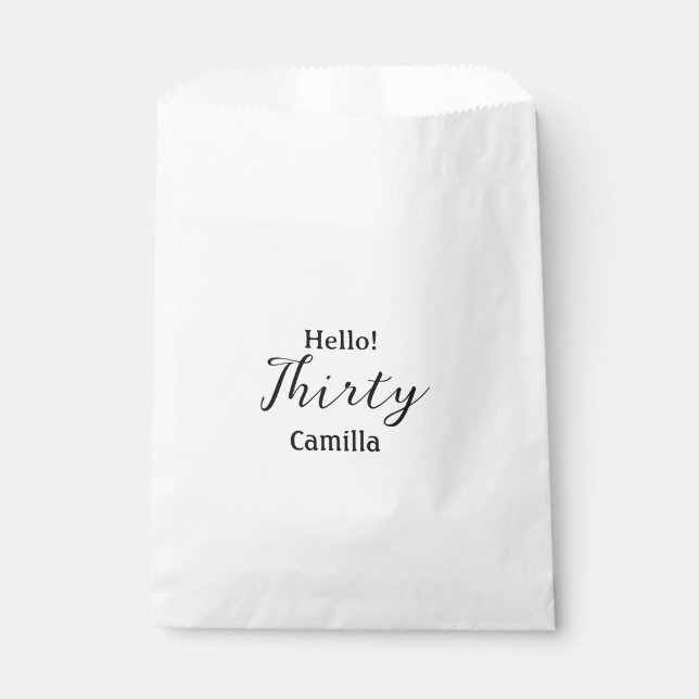 Hello thirty birthday name simple minimal elegant  favor bag (Front)