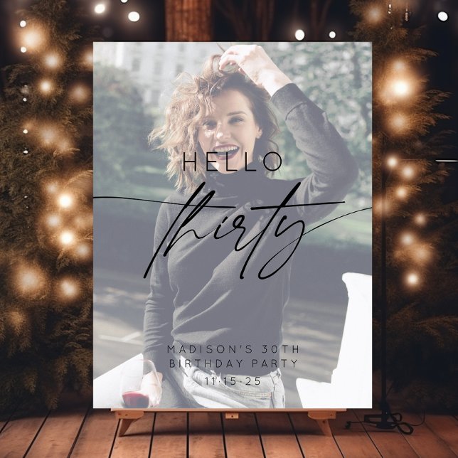 Hello Thirty Birthday Party Photo Welcome | Black  Foam Board (Creator Uploaded)