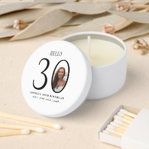 Hello Thirty Black and White Photo 30th Birthday Mini Candle Favors