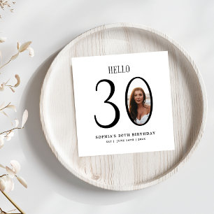 Hello Thirty Black and White Photo 30th Birthday  Napkins