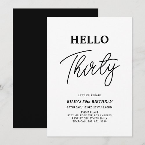 Hello Thirty | Black & White 30th Birthday Party