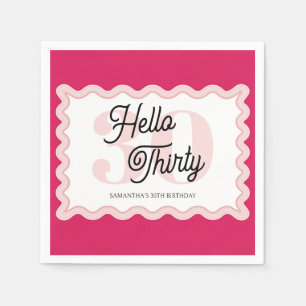Hello Thirty Curvy Groovy 30th Birthday Napkins