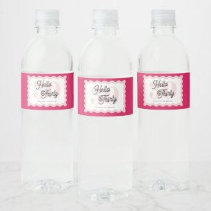 Hello Thirty Curvy Groovy 30th Birthday  Water Bottle Label