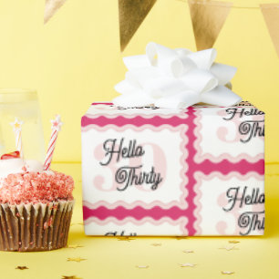 Hello Thirty Curvy Groovy 30th Birthday  Wrapping Paper