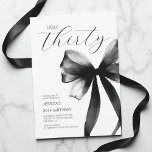 Hello Thirty Elegant Script Chic Bow 30th Birthday Invitation<br><div class="desc">Hello Thirty Elegant Script Chic Bow 30th Birthday Invitation is perfect for celebrating her milestone in style. Featuring minimalist and elegant watercolor black ribbon bow design and script "Thirty", this invite adds a touch of sophistication to your "Hello 30" theme. Featuring a chic black-and-white color scheme paired with modern, elegant...</div>