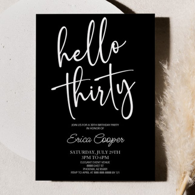 Hello Thirty Minimal Elegant 30th Birthday Party Invitation (Creator Uploaded)