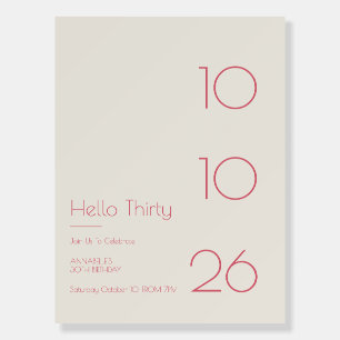 Hello Thirty Minimal Modern 30th Birthday Foam Board