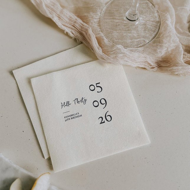 Hello Thirty Minimal Modern 30th Birthday Napkins (Creator Uploaded)