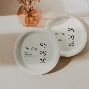 Hello Thirty Minimal Modern 30th Birthday Paper Plates