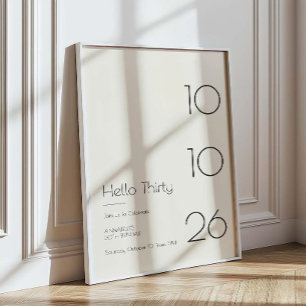 Hello Thirty Minimal Modern 30th Birthday Poster