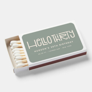 HELLO THIRTY Modern 30th Birthday Matchboxes
