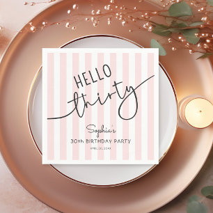 Hello Thirty Modern Script Simple 30th Birthday Napkins