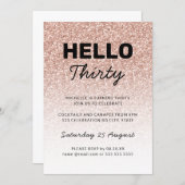 Hello Thirty Pink Rose Gold 30th Any Age Birthday Invitation (Front/Back)