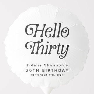 Hello Thirty Retro 30th Birthday Balloon