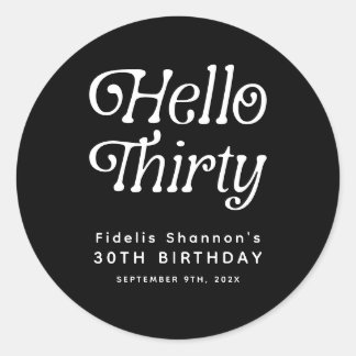 Hello Thirty Retro 30th Birthday Classic Round Sticker