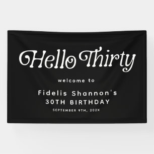Hello Thirty Retro 30th Birthday Welcome Banner