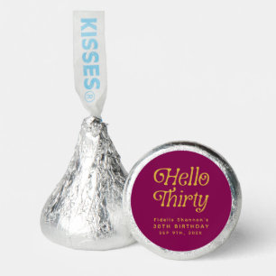 Hello Thirty Retro wine red & gold 30th Birthday Hershey®'s Kisses®