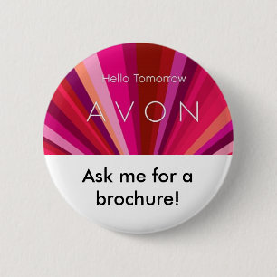 hello tomorrow, Ask me for a brochure! Pinback Button