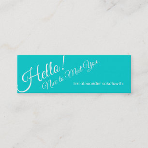 Hello! Turquoise Profile Business Card