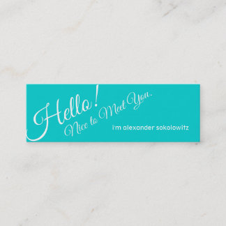 Hello! Turquoise Profile Business Card