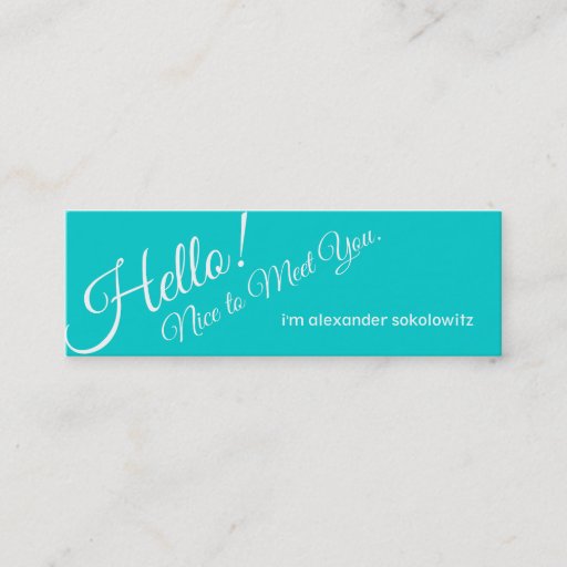 Customizable Hello! Turquoise Profile Business Card