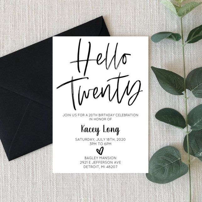Hello Twenty 20th Birthday Invitation (Creator Uploaded)