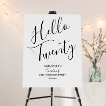 Hello Twenty 20th Birthday Party Welcome Sign
