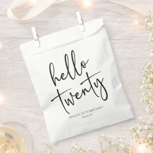 Hello Twenty Minimalist 20th Birthday Party Favor Bag