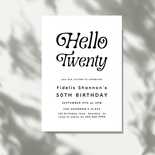 Hello Twenty Modern Retro 20th Birthday 
