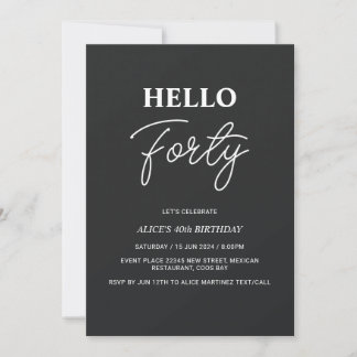 Hello Twenty One Black 21st Birthday Invitation