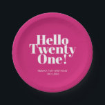Hello Twenty One Hot Pink 21st Birthday Party Paper Plates<br><div class="desc">Hello Twenty One Hot Pink 21st Birthday Party Paper Plates... Say Hello to Twenty One in a sassy style! Be the hottest topic of the town with our fabulous Hot Pink 21st Birthday Party Paper Plates... Capture the excitement and celebration of a milestone birthday with this hot pink Hello Twenty...</div>