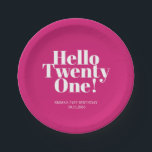 Hello Twenty One Hot Pink 21st Birthday Party Paper Plates<br><div class="desc">Hello Twenty One Hot Pink 21st Birthday Party Paper Plates... Say Hello to Twenty One in a sassy style! Be the hottest topic of the town with our fabulous Hot Pink 21st Birthday Party Paper Plates... Capture the excitement and celebration of a milestone birthday with this hot pink Hello Twenty...</div>
