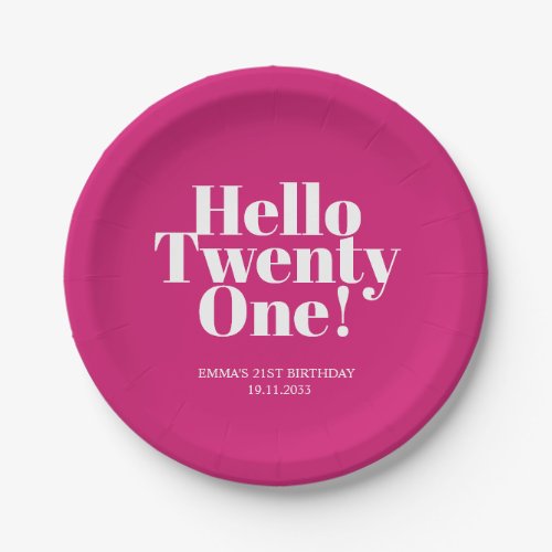  Hello Twenty One Hot Pink 21st Birthday Party Paper Plates