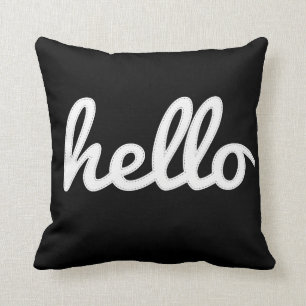 Hello Type Stitched Message Throw Pillow