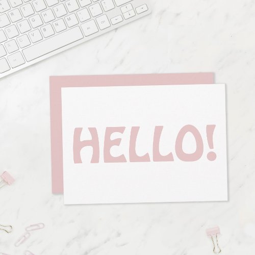 Hello Typography Modern Minimalist Trendy Pink Thank You Card