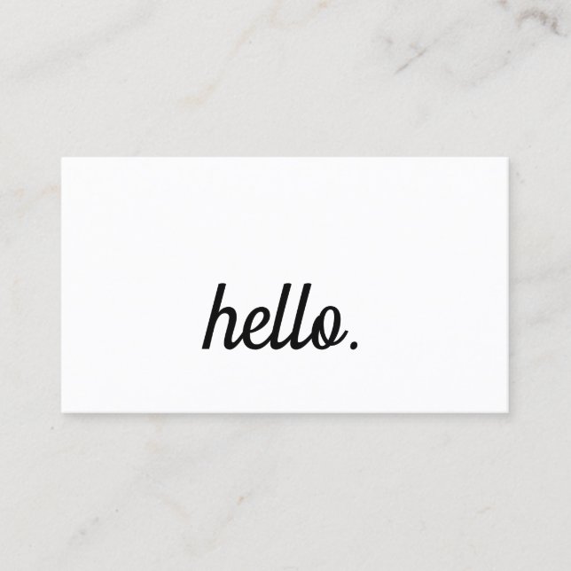 Hello Typography Script Black White Minimalist Business Card (Front)