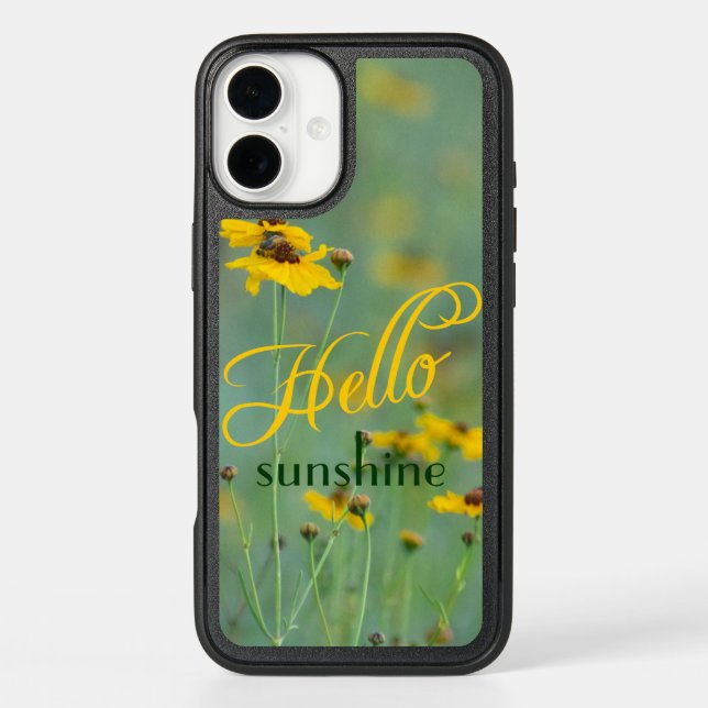 Hello Typography Yellow Wildflower Photograph Otterbox iPhone Case (Back)