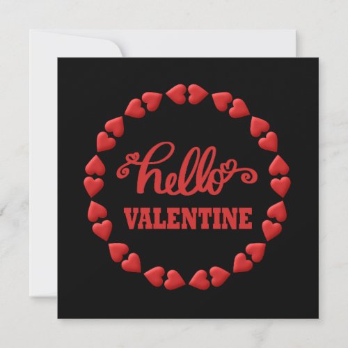 Hello Valentine 2024 Happy Valentines red heart Holiday Card
