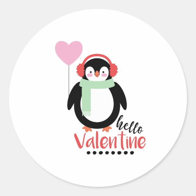 Hello Valentine Classic Round Sticker (Front)